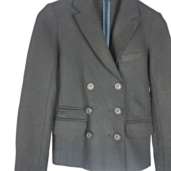 J CREW Boiled Wool Double Breasted Blazer Size 2 Black Surgeons Cuffs Womens - Picture 8 of 15